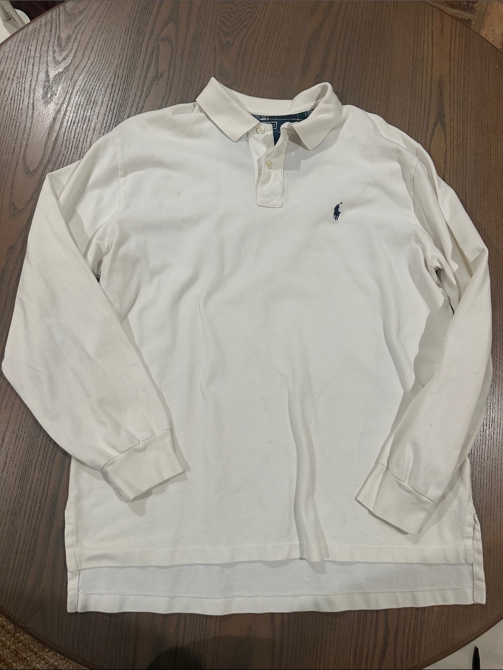 Ralph Lauren White Long-Sleeve Polo with Navy Pony